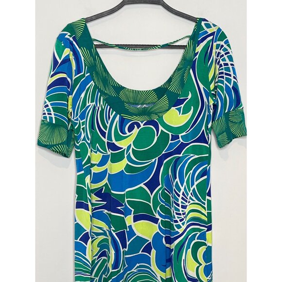Lucidez Women’s XS (2) Green Blue Boho Shift Mini Dress - Picture 9 of 12